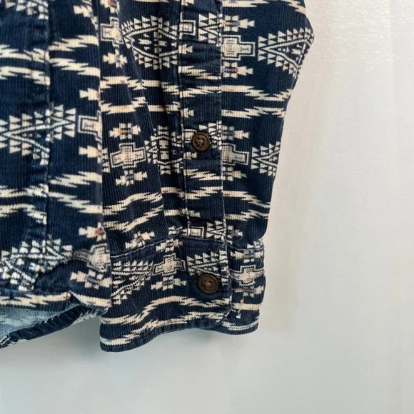 H&M L.O.G.G. Regular Fit Corduroy Aztec Tribal‎ Button Down Shirt Mens M - Picture 9 of 12